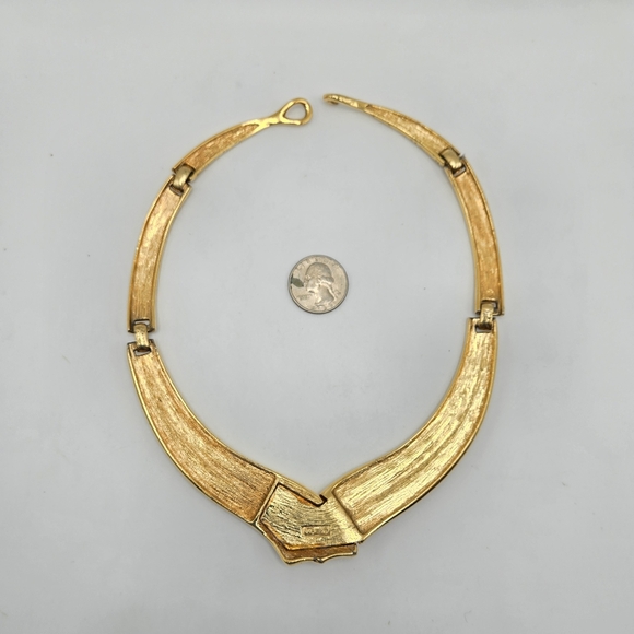 Napier Goldtone Necklace Choker Collar Modernist Statement Chunky Mogul Mobwife - Picture 4 of 7